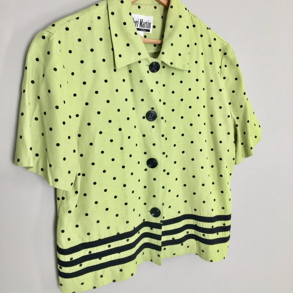 Vintage 80s does 40s Polka Dot Adorable Blouse 6